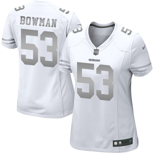 Women's Limited NaVorro Bowman Nike Jersey White - #53 Platinum NFL San Francisco 49ers